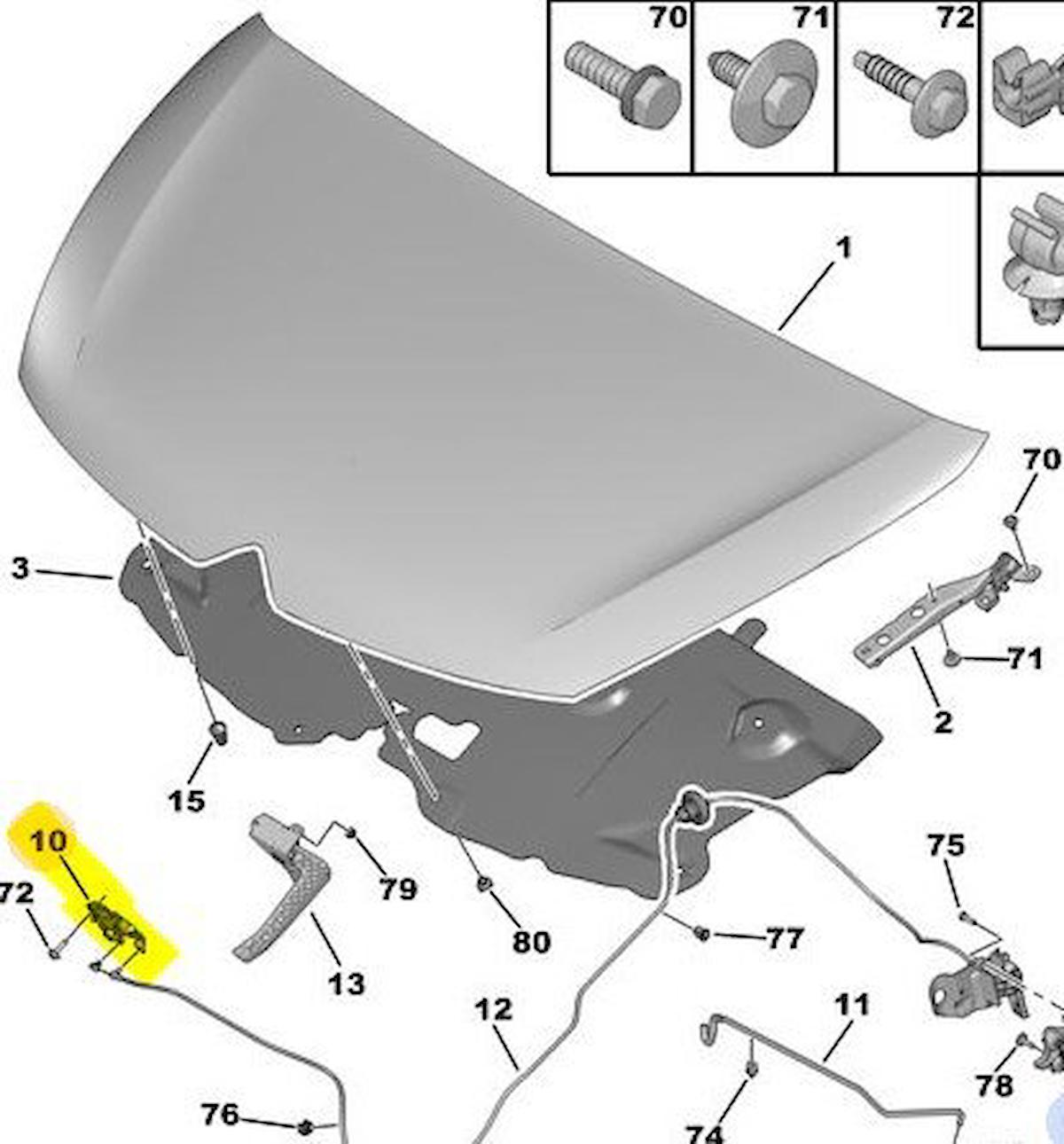 Citroen C4 Picasso Ön Kaput Kilit [Orjinal] (9676343880)